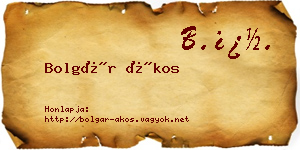 Bolgár Ákos névjegykártya